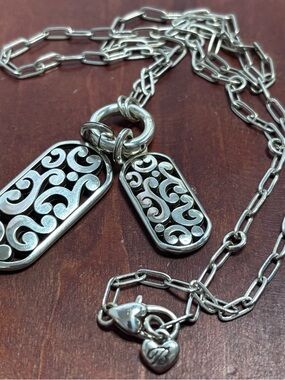 Brighton Contempo Token Tag Long Necklace, Paper Clip Chain